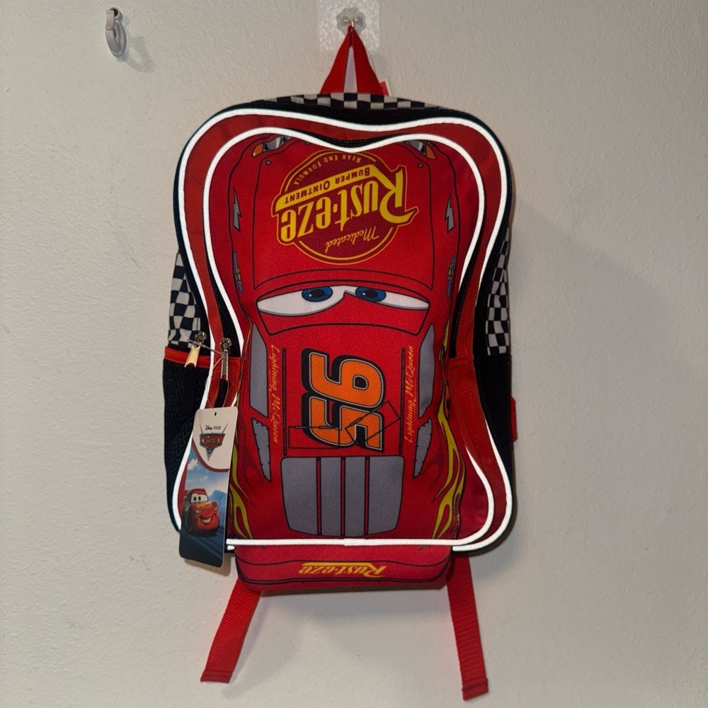 Disney Pixar CARS Lightning McQueen Rust-eze Backpack Red Backpack reflective